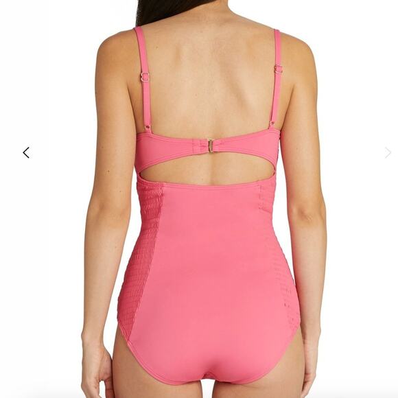 Kate Spade Smocked Underwire Pink One Piece Swimsuit Size Small - Picture 13 of 13